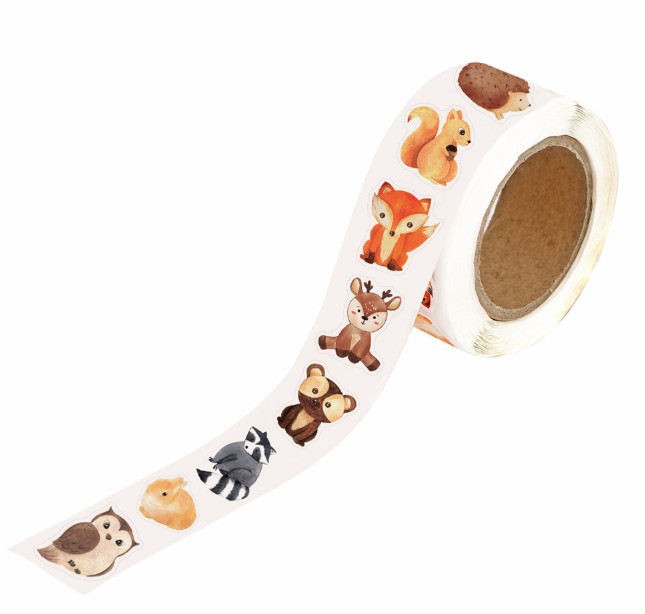 Naklejki na rolce motywacyjne 2,5cm Zwierzątka leśne 500szt DPNK-257 Dalprint