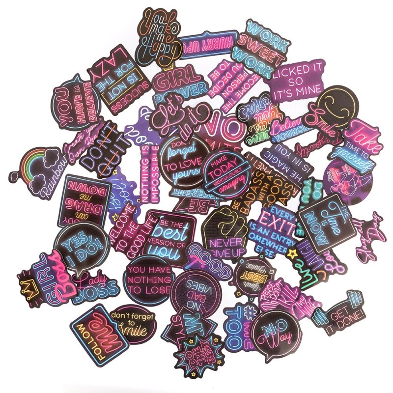 Naklejki winylowe - Slogany motywacyjne 5-8cm 50szt neon DPNK-270 Dalprint