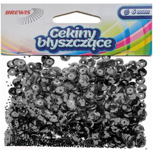 Cekiny błyszczące 6mm 10g B210 szare Brewis