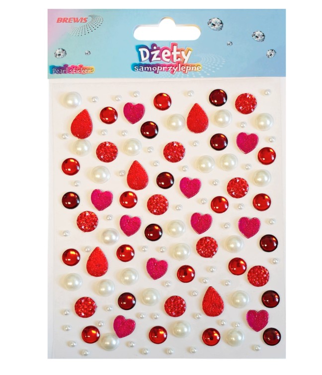 Dżety samoprzylepne DS114 czerwono-perłowy mix Brewis