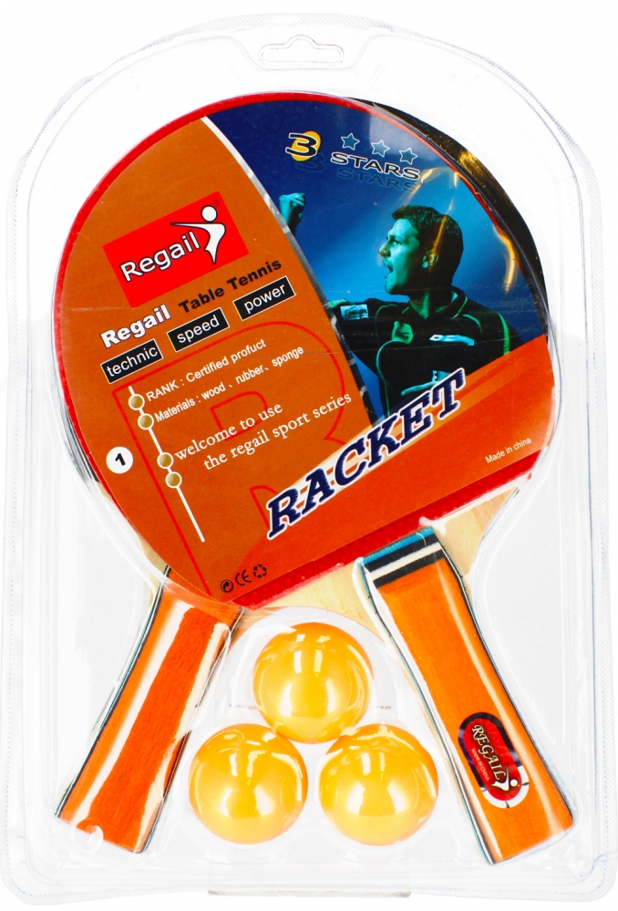 Rakietki do Ping-ponga + 3 piłki 471903 Euro-Trade
