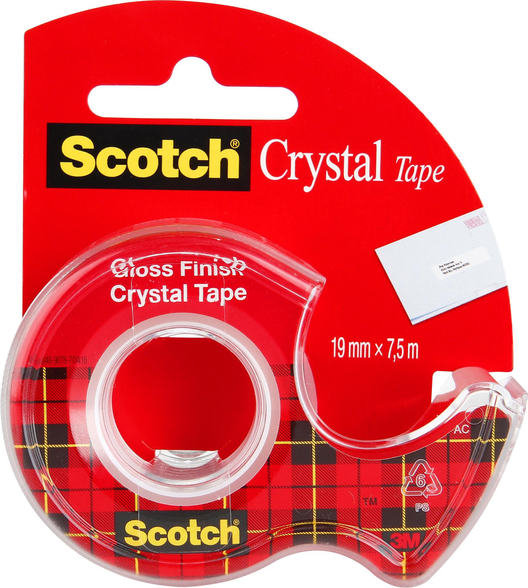 Taśma klejąca Scotch Crystal 19mmx7,5m krystalicznie przezroczysta w podajniku