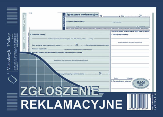 Zgloszenie reklamacyjne Michalczyk&Prokop 601-3 - A5 (oryginał +2 kopie)