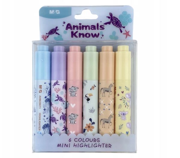 Zakreślacze mini Animals Planet 6 kol. MG GDD