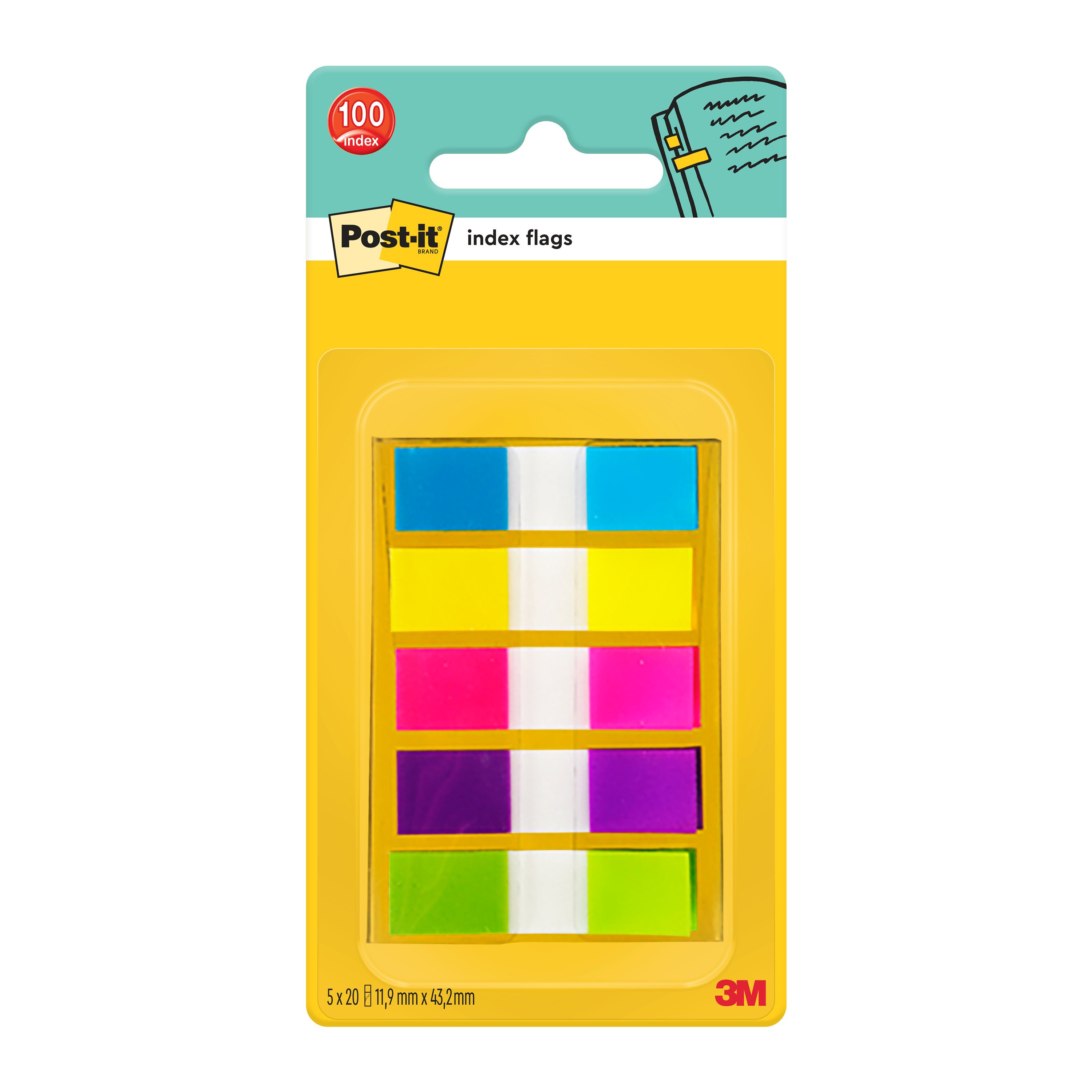 Zakładki indeksujące Post-it Mini neonowe 4kol. 11,9x43,1mm 5x20