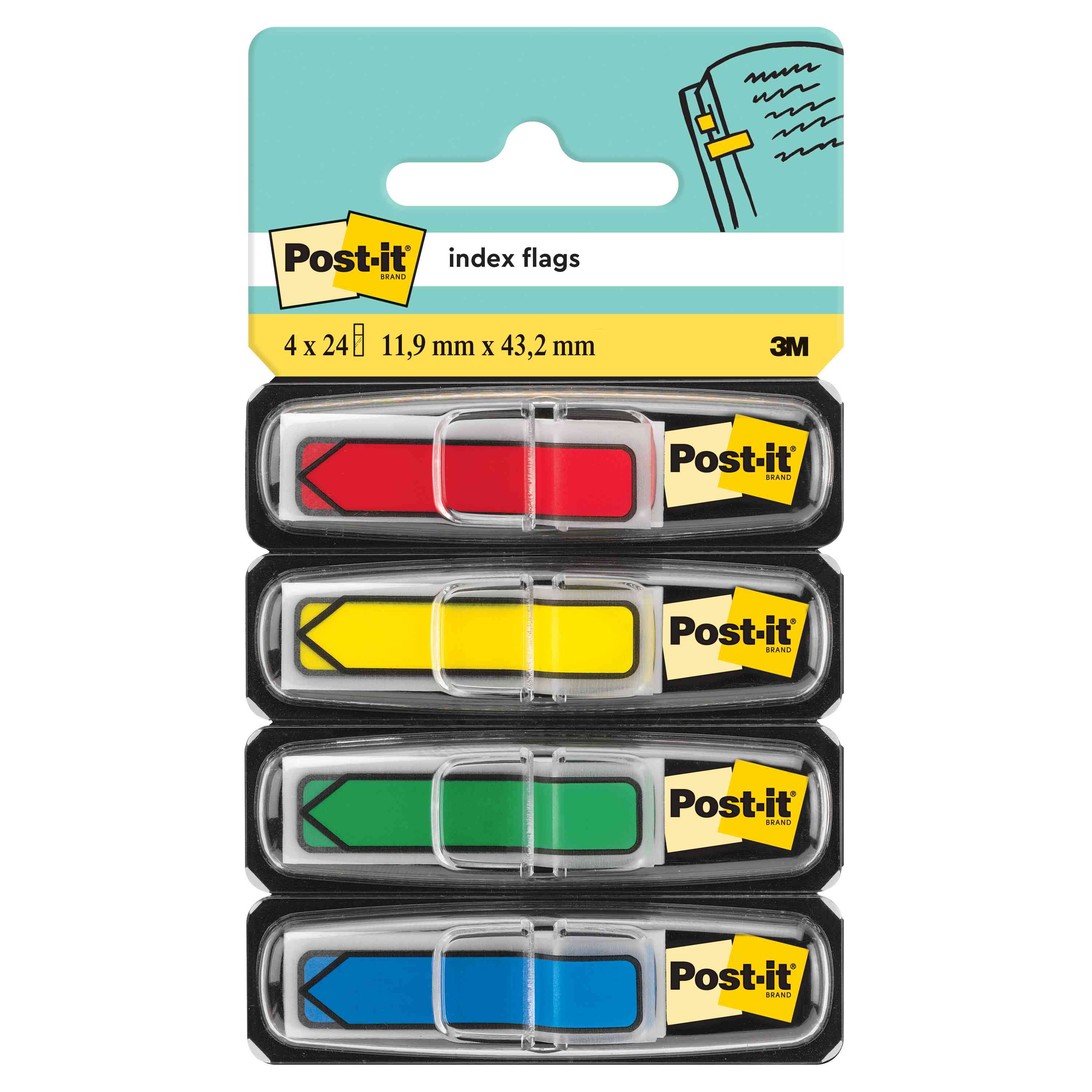 Zakładki indeksujące Post-it strzałki 4kol. 11,9x43,2mm 4x24