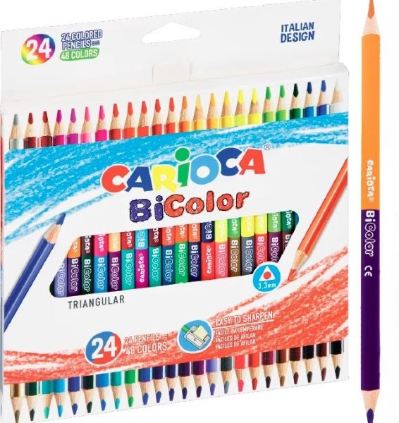 Kredki ołówkowe trójkątne Carioca BiColor 24szt/48kol 160-2215 KW Trade