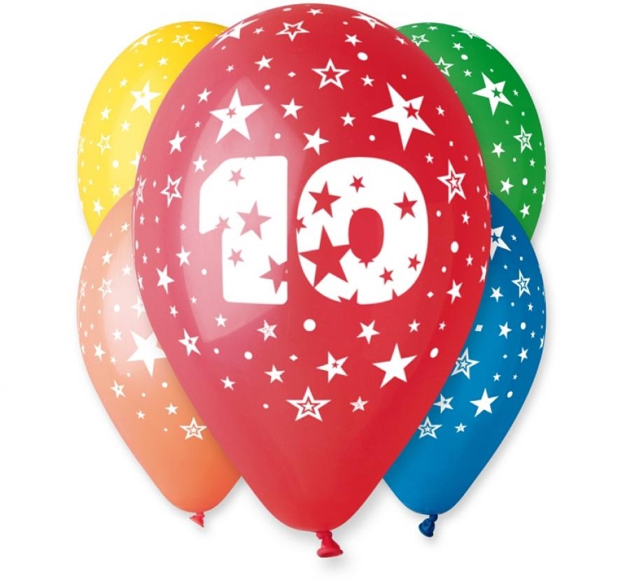 Balony Premium z cyfrą "10" śr. 30 (5szt) GS110/10 Godan