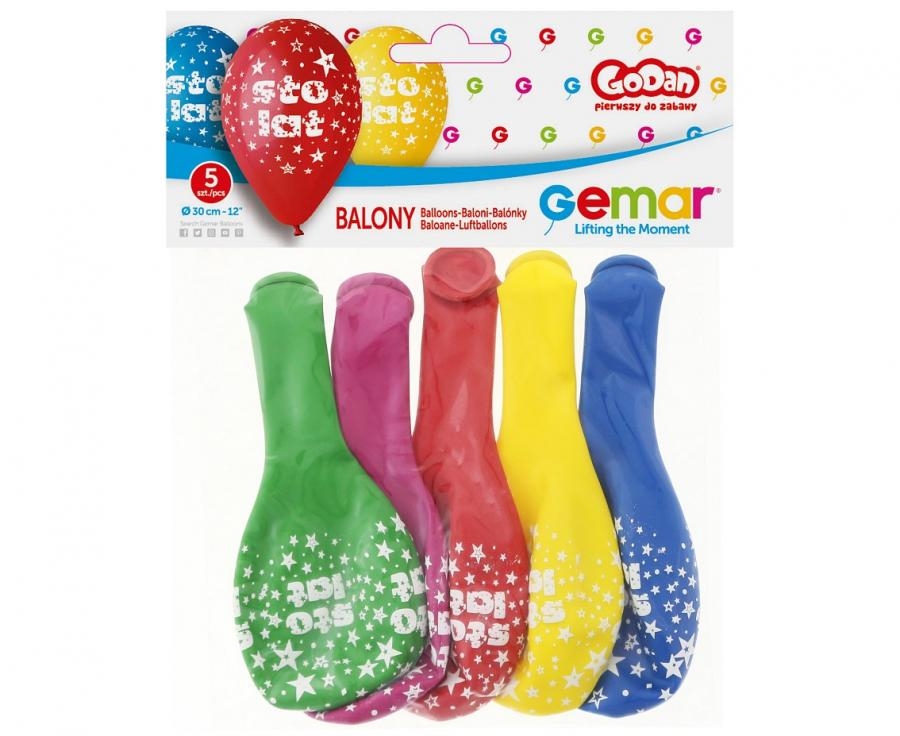 Balony Premium ,,Sto lat" śr. 30 (5szt) GoDan