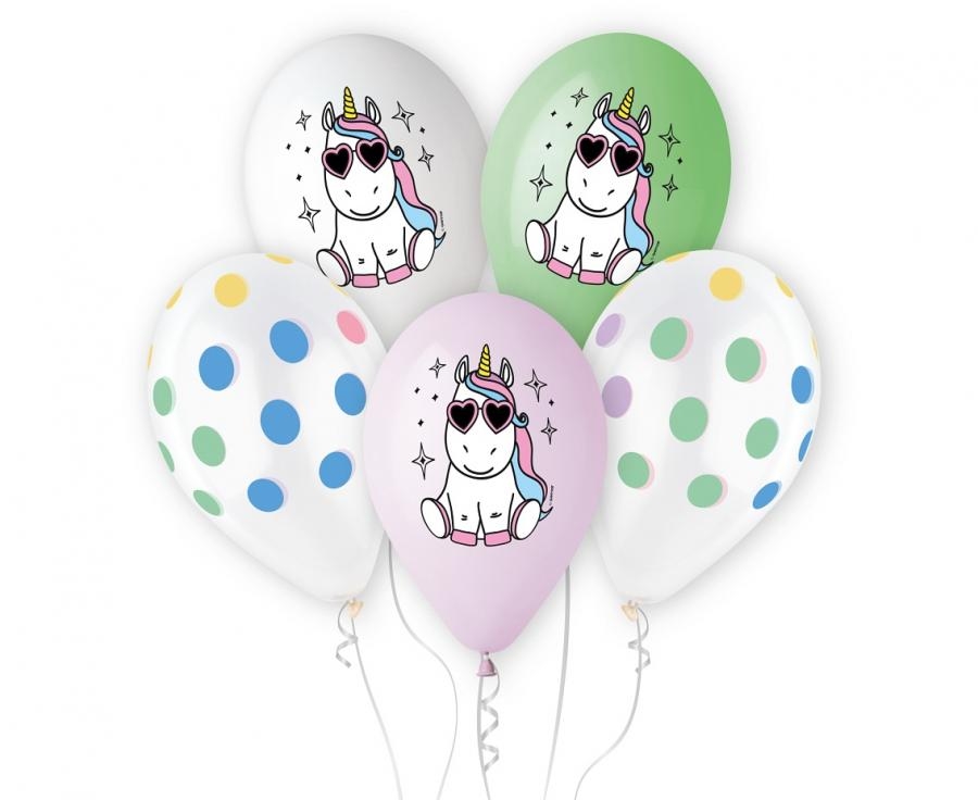 Balony Premium Hel Wesoły Jednorożec 13cali (5szt) GBS120/WJR GoDan