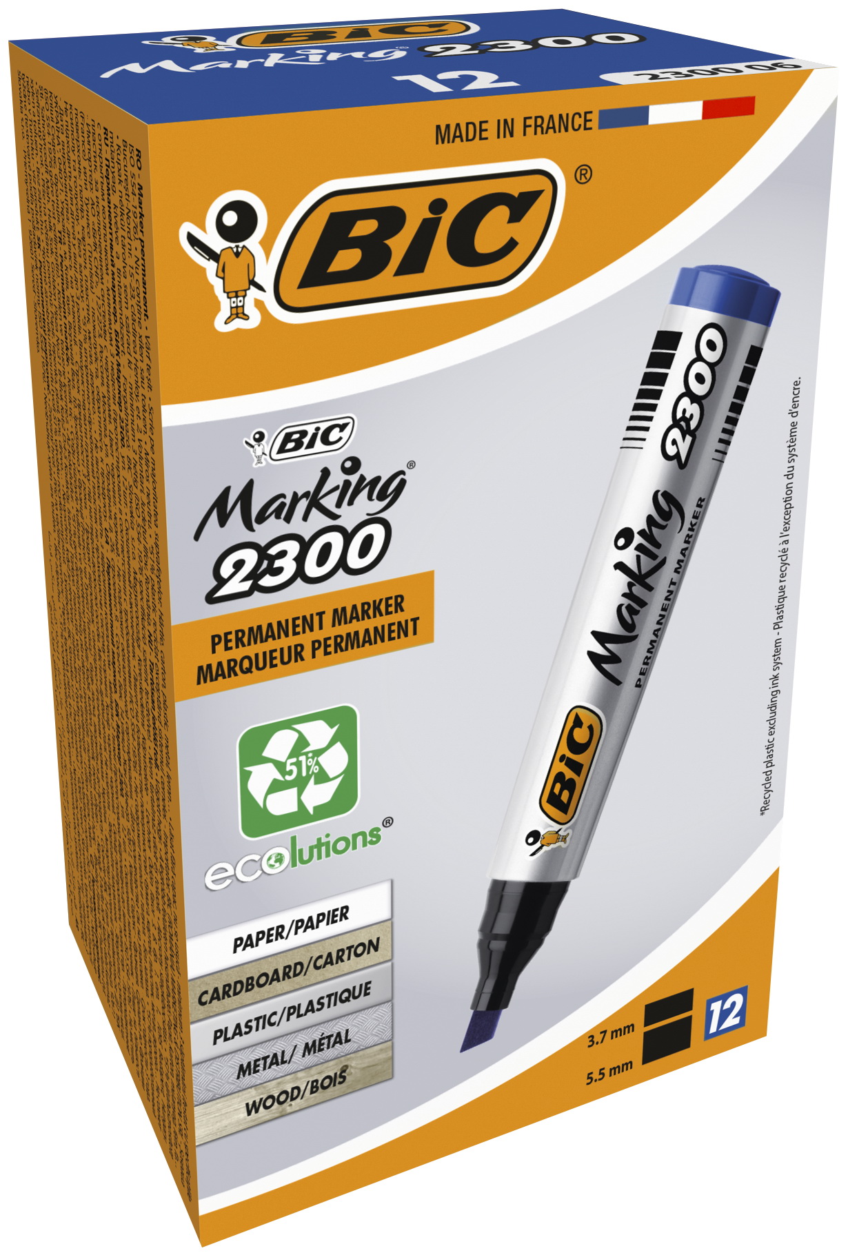 Marker permanentny BIC Marking 2300 niebieski