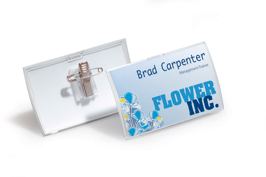 Identyfikator Click Fold 54x90 (25szt) z kombi klipem przezroczysty Durable