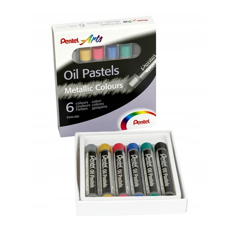 Kredki pastele olejne 6kol. metaliczne Pentel PHN-M6