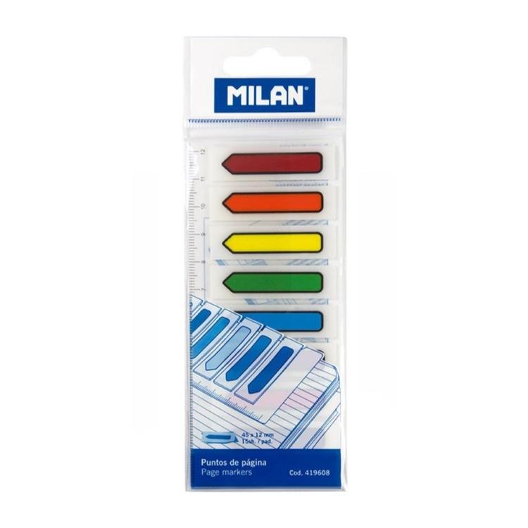 Indeksy transparentne strzałki 45 x 12 mm 105 szt. 419608 Milan