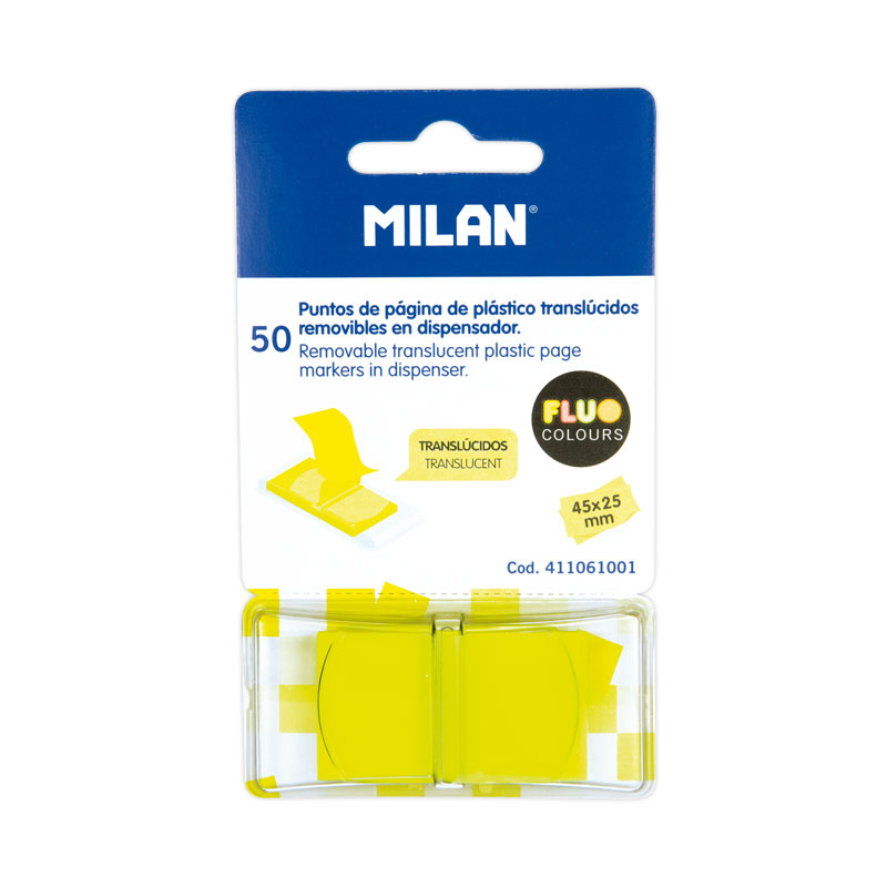 Zakładki Indeksujące 45x25 mm 50sz fluo różowe 411060801, żółte 411061001 Milan
