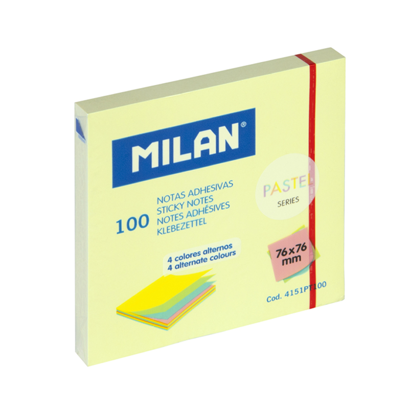 Karteczki samoprzylepne Pastel 4 kolory 76x76 (100) 4151PT100 Milan