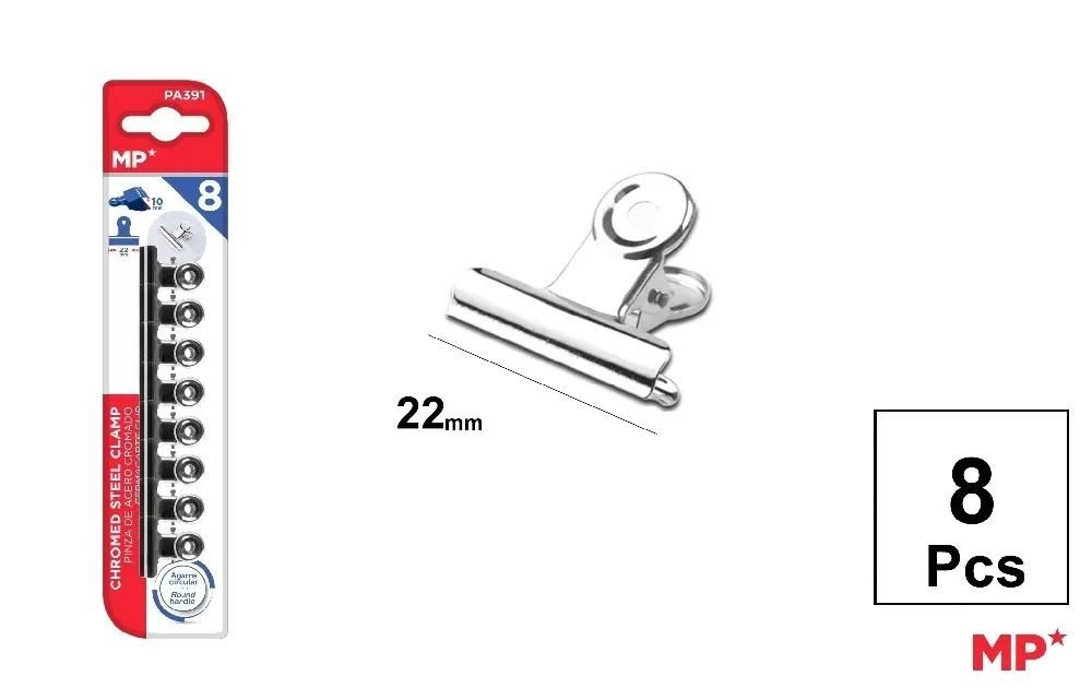Klipsy biurowe metalowe 22mm srebrne (8szt) PA391 MP
