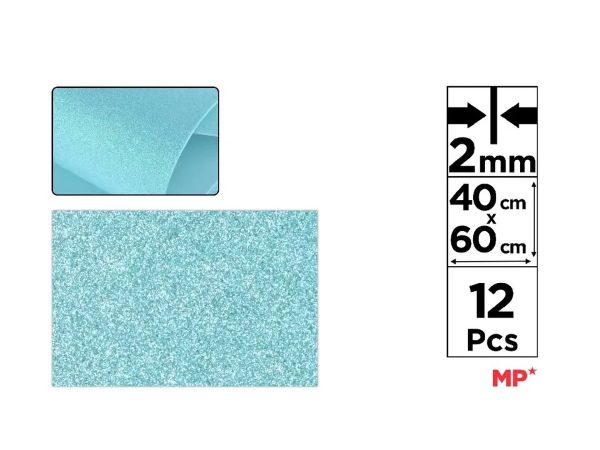 Pianka dekoracyjna brokatowa EVA 40X60CM jasnoniebieska PN574-27 MP