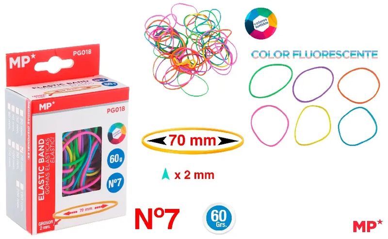 Gumki recepturki kolorowe fluo 70x2mm PG018 MP