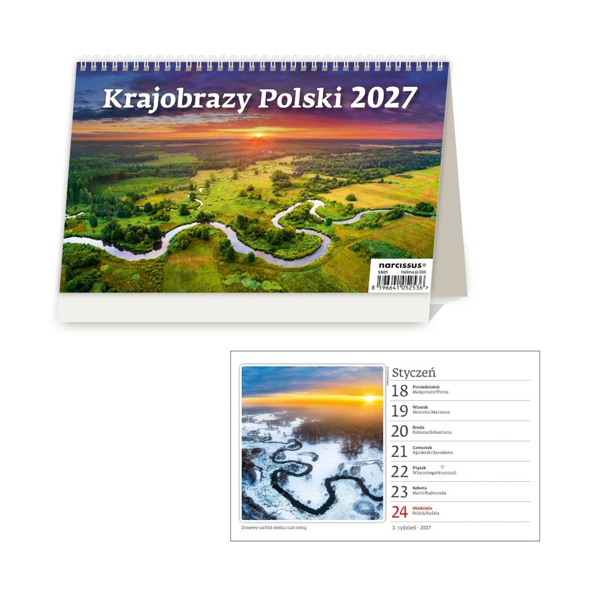 Kalendarz biurkowy tygodniowy Krajobrazy Polski Sztuka Rodzinna
