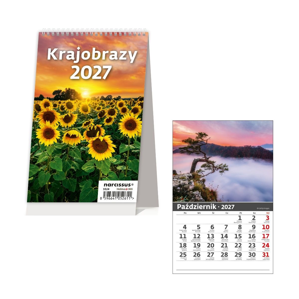 Kalendarz biurkowy pionowy miesięczny Krajobrazy Sztuka Rodzinna