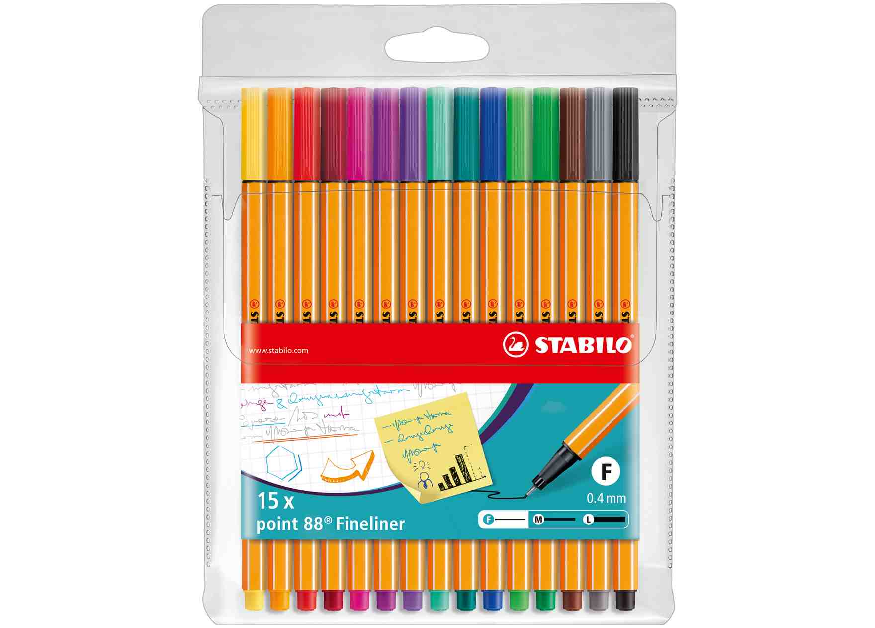 Cienkopisy Stabilo Point 15kol. etui