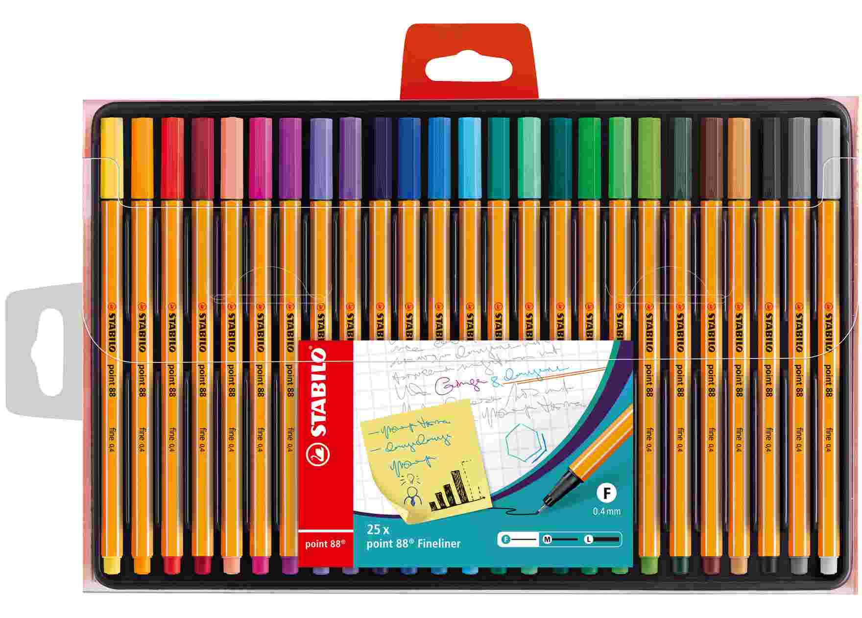 Cienkopisy Stabilo Point 88 w plastikowym etui 25 kolorów