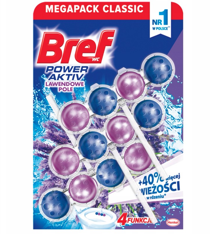 Wc Kulki Bref Power Active 3x50g Lavender