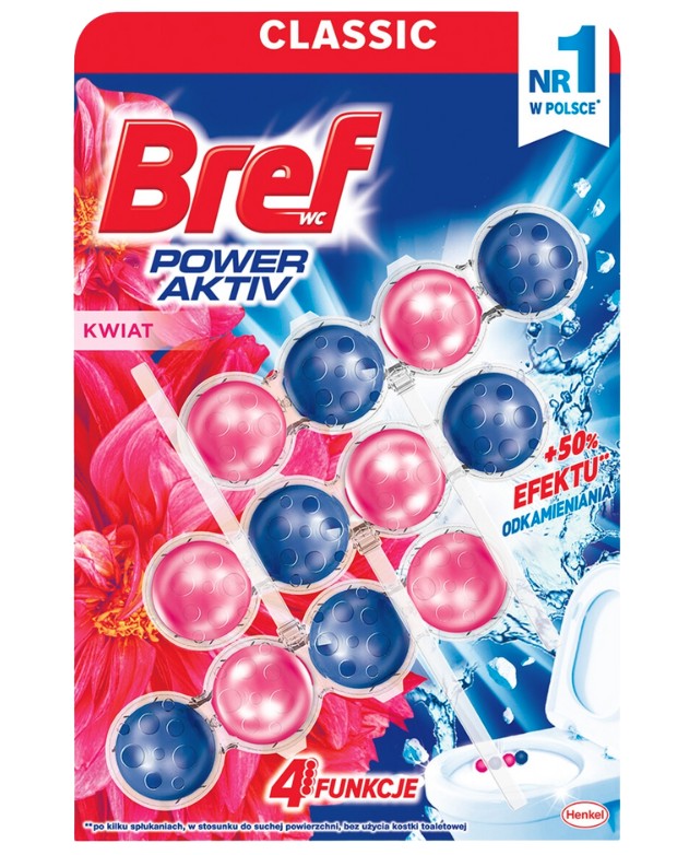 Wc Kulki Bref Power Active 3x50g kwiatowy