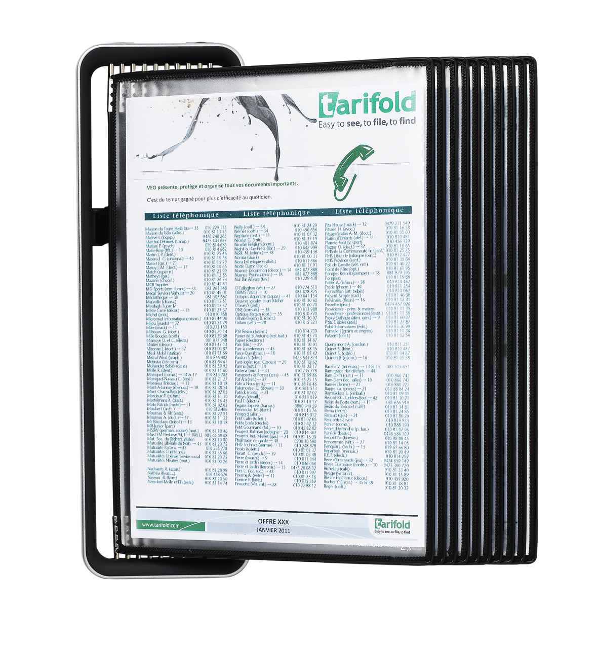 Naścienny system prezentacyjny Tarifold VEO A4 z 10 ramkami