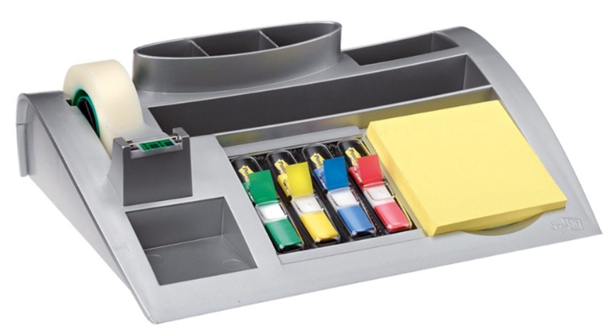 Organizer przybornik na biurko Post-it metalowy +karteczki zakładki taśma GRATIS