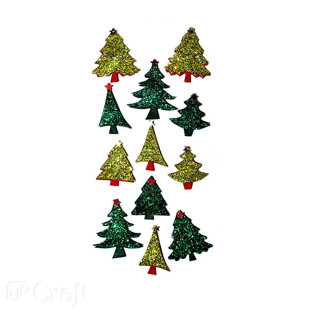 Naklejki brokatowe 3D Choinka (12 szt.) DPNB-001 Dalprint