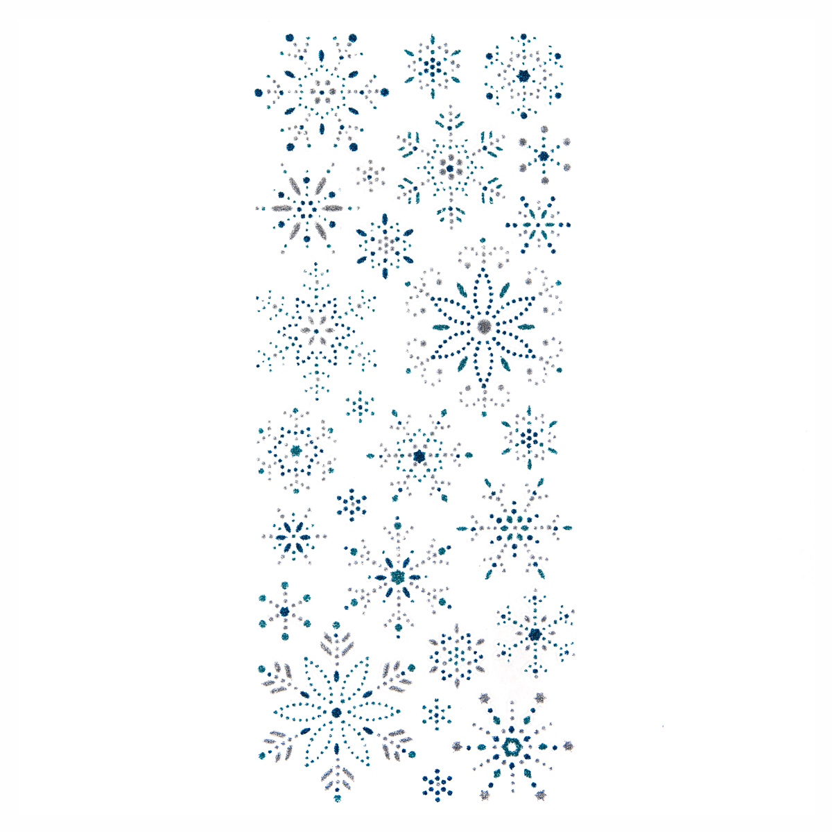 Naklejki brokatowe ornamentowe - Śnieżynki silver & blue 26szt DPNK-173 Dalprint