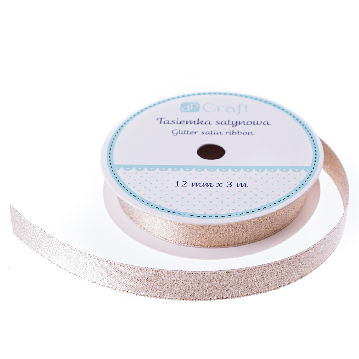 Tasiemka satynowa z brokatem 3m kremowa DPTA-101 Dalprint