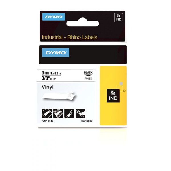 Taśma Dymo winylowa 9 mm x 5.5 m - S0718580 - 18443 biała