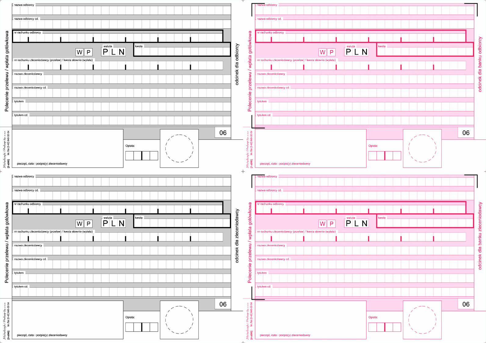 4-odcinkowe polecenie przelewu - wpłata gotówkowa MiP F-112-2 A4