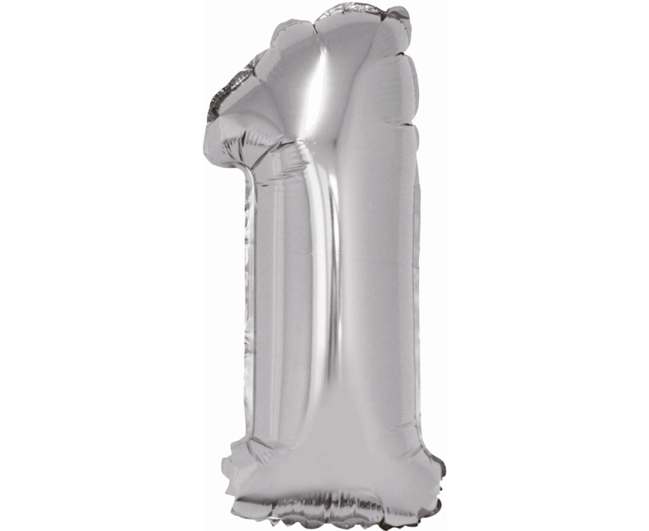 Balon foliowy ,,Cyfra 1" srebrna 35cm GoDan