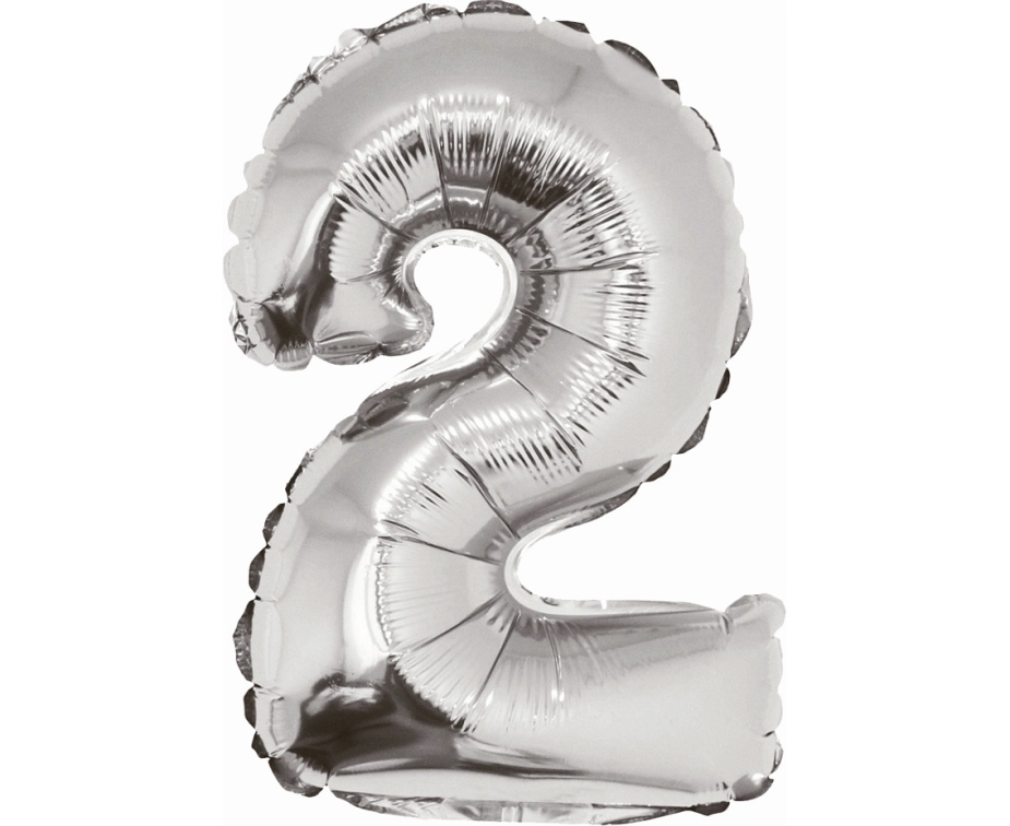 Balon foliowy ,,Cyfra 2" srebrna 91cm GoDan