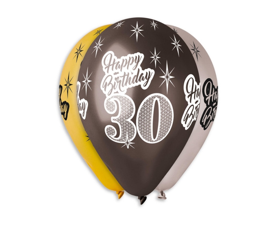 Balony Premium ,,Happy Birthday 30" metaliczne śr. 30 (6szt) GMS110/P455 GoDan