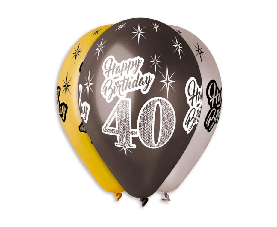 Balony Premium ,,Happy Birthday 40" metaliczne śr. 30 (6szt) GMS110/P456 GoDan