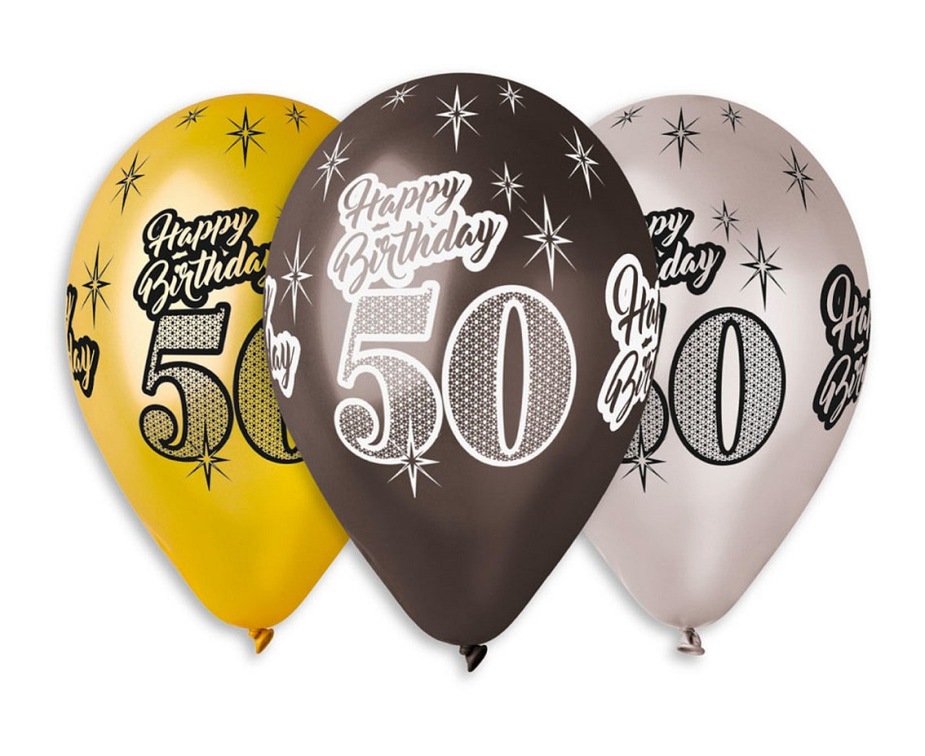 Balony Premium ,,Happy Birthday 50" metaliczne śr. 30 (6szt) GMS110/P457 GoDan
