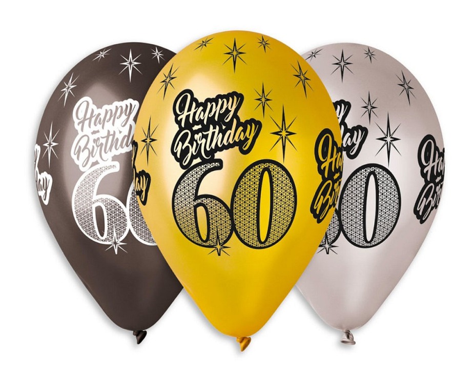 Balony Premium ,,Happy Birthday 60" metaliczne śr. 30 (6szt) GMS110/P458 GoDan