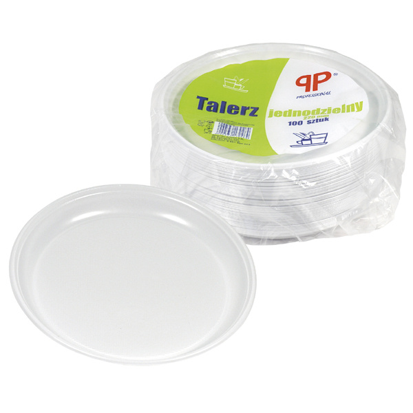 Talerz plastikowy Professional 22cm/100szt. biały