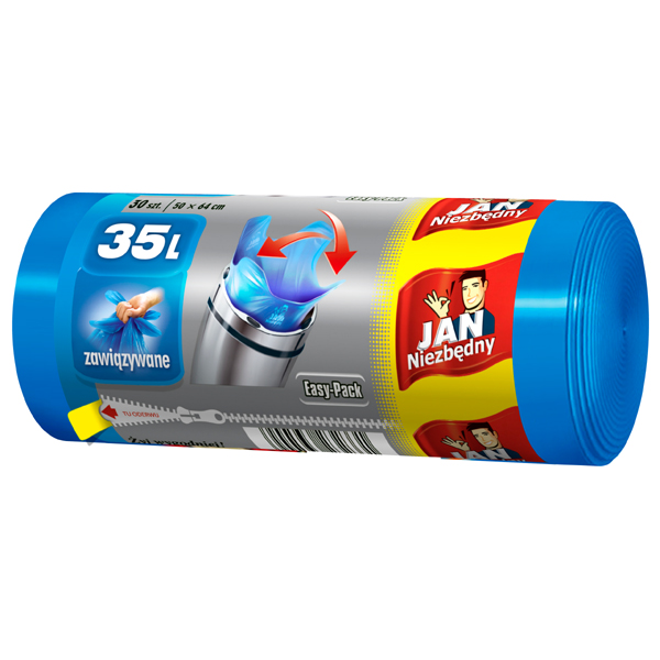 Worki na śmieci 35l 30szt niebieskie Easy-pack Jan Niezbedny