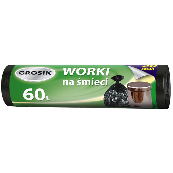 Worki na śmieci 60l/10szt HD z taśmą Grosik