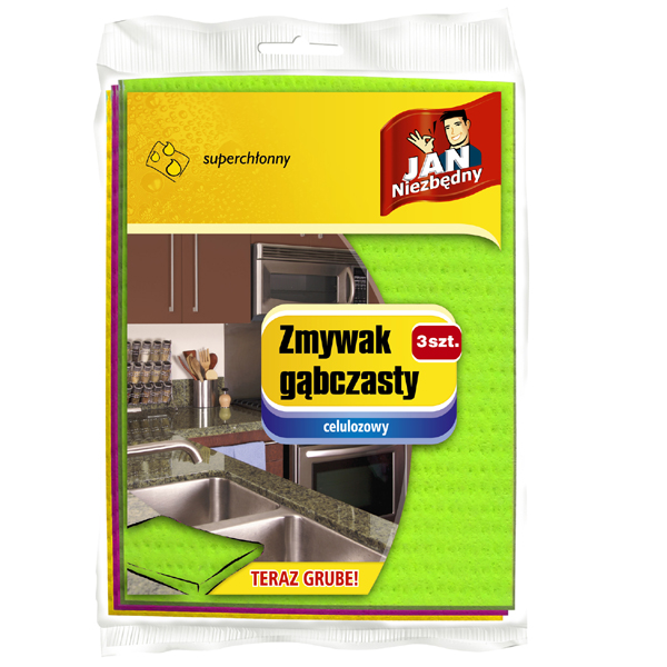 Zmywak gąbczasty celulozowy 3szt. Jan Niezbędny