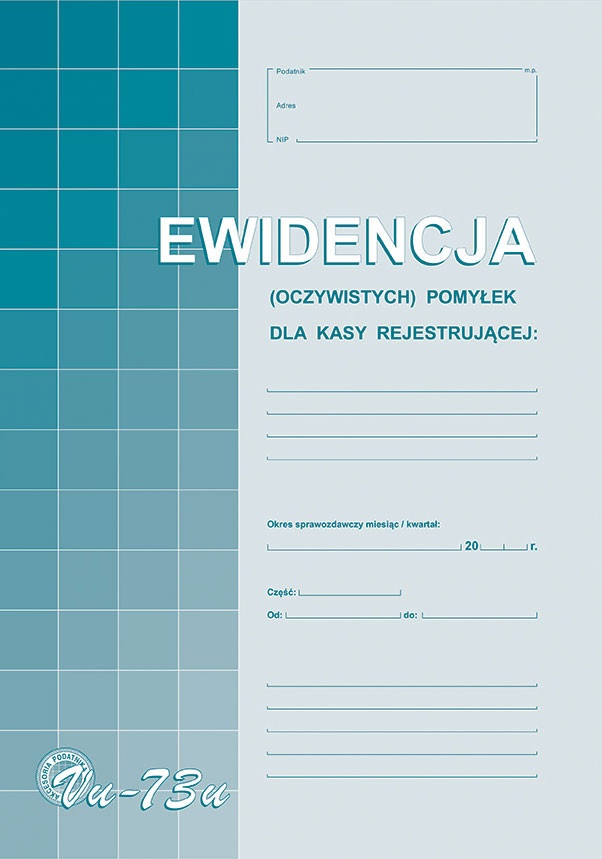 Ewidencja pomyłek w kasie Michalczyk&Prokop Vu-73u - A4