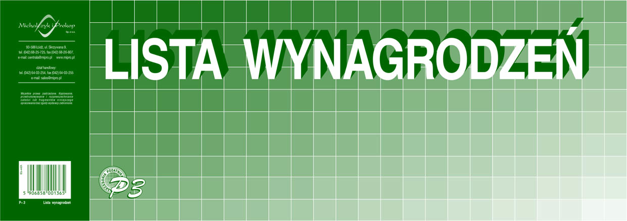 Lista wynagrodzeń P3 MiP 1/2 A3