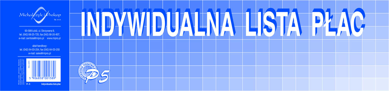 Indywidualna lista płac MiP P5 1/3 A3