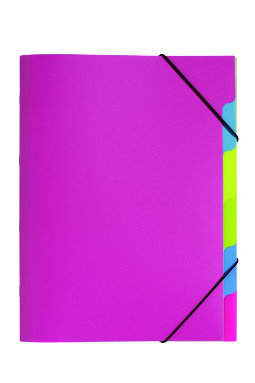 Teczka segregatorowa A4 Trend z gumką 5 częściowa PP ciemnoróżowa